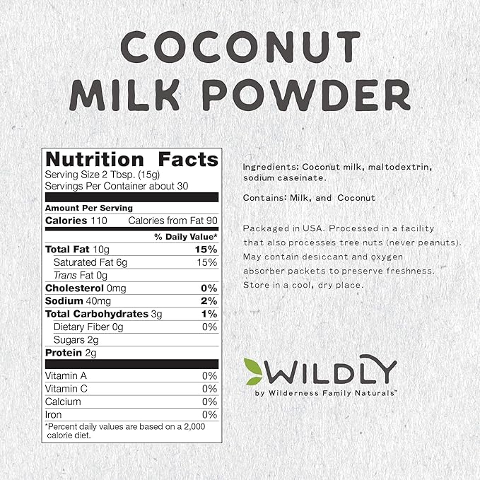 Wildly Conventional Coconut Milk Powder 16 Oz, 1 lb Bag - Naturally Sweet Creamer, Extra Creamy - Perfect in Smoothies, Coffee, Baking, & Cooking