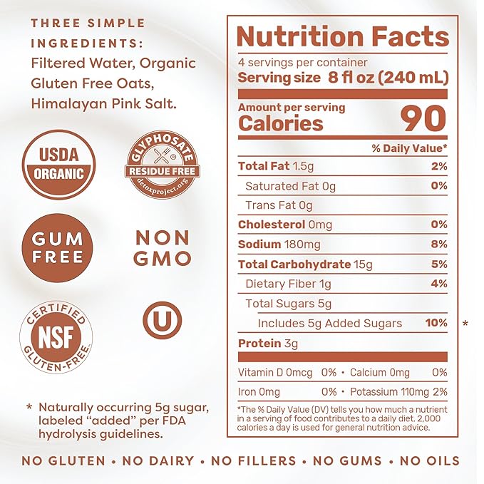 MALK Oat Milk (32oz, Pack of 6) Original Shelf Stable Organic Oat Milk, Non GMO, Dairy Free, Vegan, Plant Based, No Gums or Fillers - Barista Malk Oatmilk for Smoothies, Cereal, Creamy Lattes, Coffee