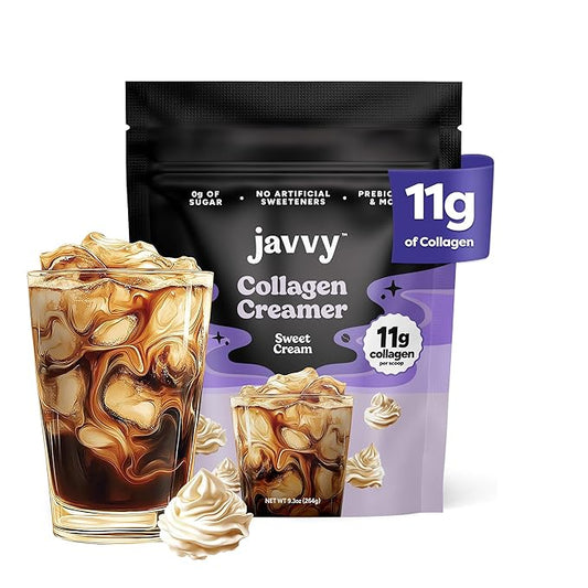 Collagen Protein Coffee Creamer Sweet Cream - Made with Grass Fed Pasture Raised Collagen - Hair, Skin & Nail support with Energy-Boosting MCTs, Keto Friendly, Lactose Free & Gluten Free, 0g of Sugar, 11g of Protein