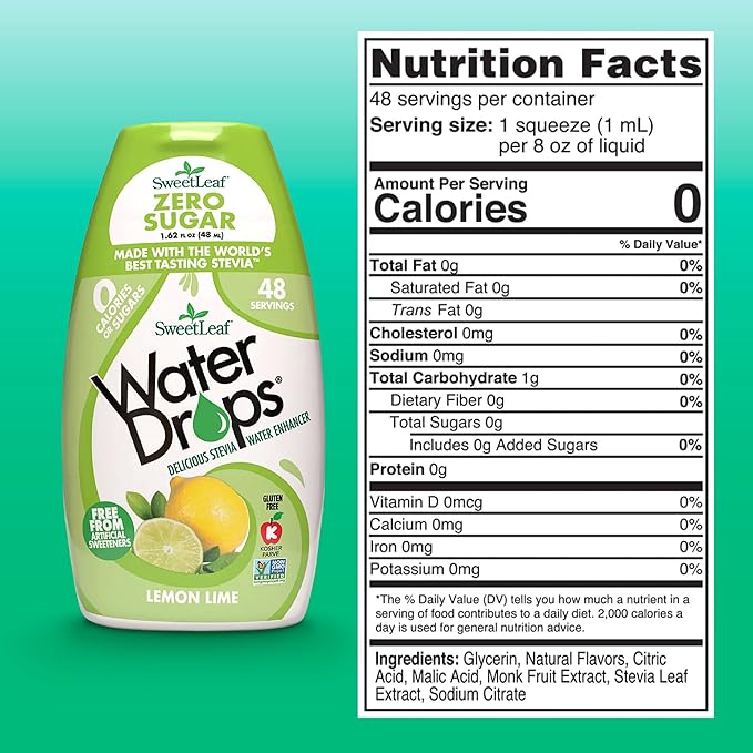 SweetLeaf Water Drops, Lemon Lime – Water Enhancer, Sugar Free Stevia Water Flavoring Drops, 1.62 Oz Ea (Pack of 6)