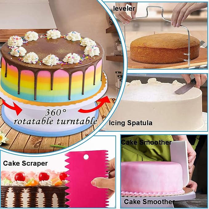 Cake Decorating Kits 567 PCS Baking Set with Springform Pans Set, Rotating Turntable, Decorating Tools, Cake Baking Supplies for Beginners and Cake Lovers