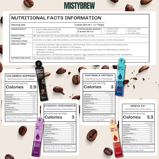 Cold Brew Coffee Concentrate liquid, Single Serve Coffee Sticks, MistyBrew, Imported from Korea, Premium coffee (30 sticks, Yirgacheffe)