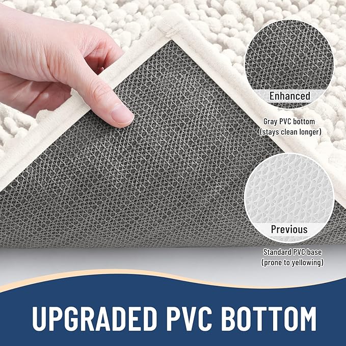 Arotive Luxury Chenille Bathroom Rug Mat, Extra Soft Thick Absorbent Shaggy Bath Rugs, Non-Slip Machine Wash Dry, Plush Bath Mats for Bathroom, Shower and Tub, 45x27, Ivory