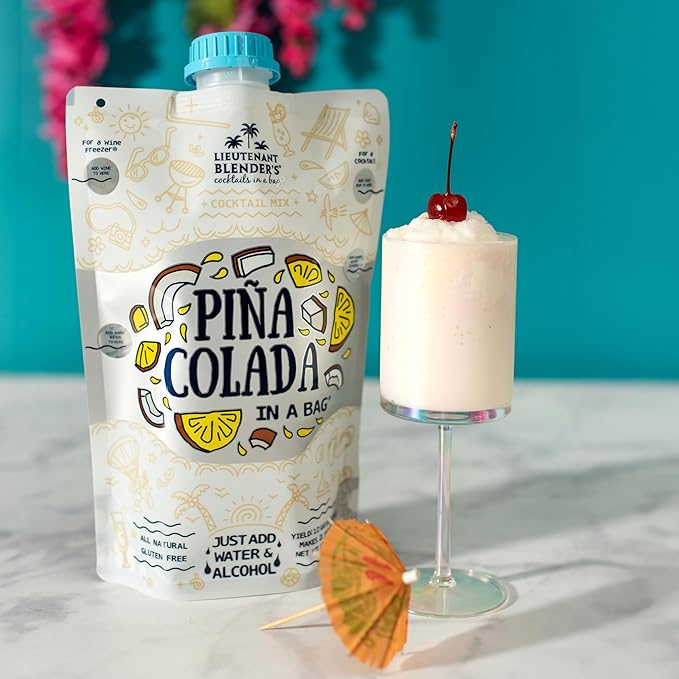 Lt. Blender's Pina Colada in a Bag – Pina Colada Drink Mix - Each Bag Makes 1/2 Gallon of Slushie Pina Coladas – Cocktail Mix - Make a Cocktail, Wine Slushie or Mocktail - (Pack of 5)
