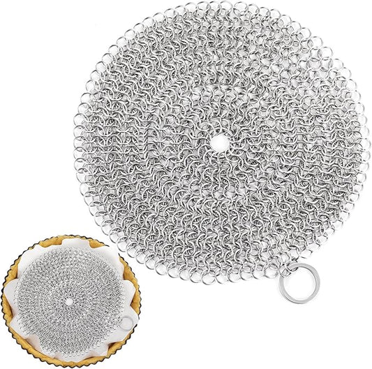 Patelai 1 Pcs Stainless Steel Pie Weights for Baking Universal Fit Pie Weight for 7-10 Inch Pies Round Metal Pies Weights Chain Dishwasher Safe Durable Blind Baking Dough Cooking Pastry (8 Inch)