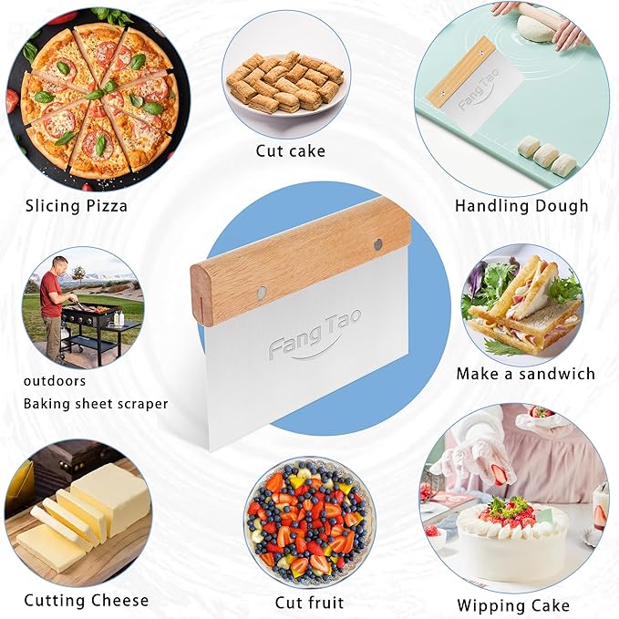 Bench Knife, Bench Scraper, Dough Scraper, Pastry Scraper, Pizza and Dough Scraper Multi-Functional Scraper/chredder, Pizza Knife Food Chopper Baking Supplies Kitchen Scraper