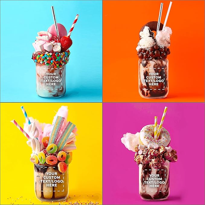DISCOUNT PROMOS Custom Decorating Mason Jars 12 oz. Set of 10, Personalized Bulk Pack - Glass Jars for Overnight Oats, Candies, Fruits, Pickles, Spices, Beverages - Clear