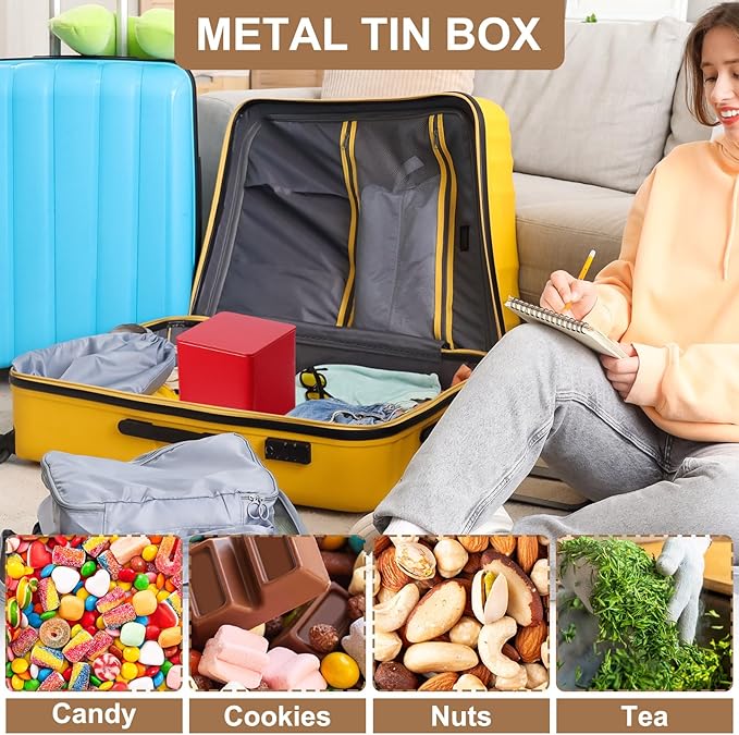 PATIKIL Metal Tea and Tin Set 3.35"x3.35"x3.35", 2 Pcs Metal Storage Airtight Storage Square Container with Lid for Loose Tea Coffee Candy Treats Gifts Spice DIY, White