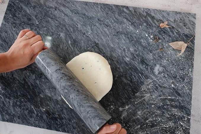JEmarble Pastry Board 16x24 inch(Gray) with Non-Slip Rubber Feets for Stability Perfect for Keep the Dough Cool and Chocolate Tempering(Premium Quality)