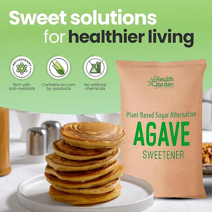 Health Garden Blue Agave Sweetener Crystals - Organic - Non-GMO - Low Glycemic Powder - Kosher - Keto Friendly - 25KG