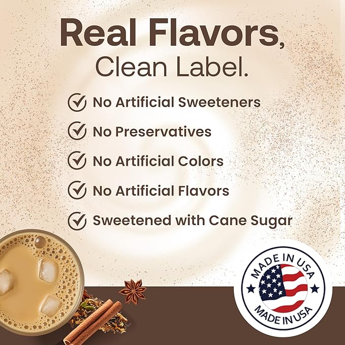 Dr. Smoothie Café Essentials Spiced Chai – No Artificial Colors, Flavors, or Sweeteners – Shelf Stable – 116mg of Caffeine per Serving – Great for Hot, Iced, & Frozen Frappes (3.5 lb Bag, 26 Servings)