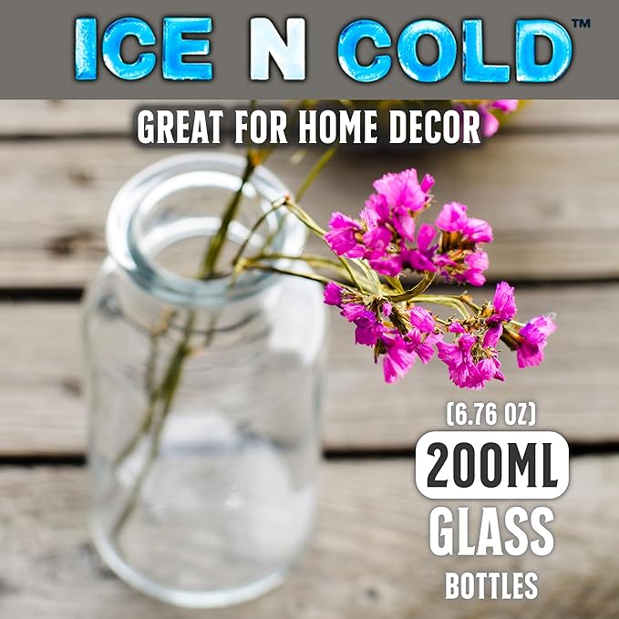 6.76 oz / 200ml Vintage Glass Bottle with Leakproof Clear Lid, Reusable & Eco-Friendly – Ideal for Milk, Juices, Smoothies, Infused Water, BPA-Free Glass Bottle (72-Pack)