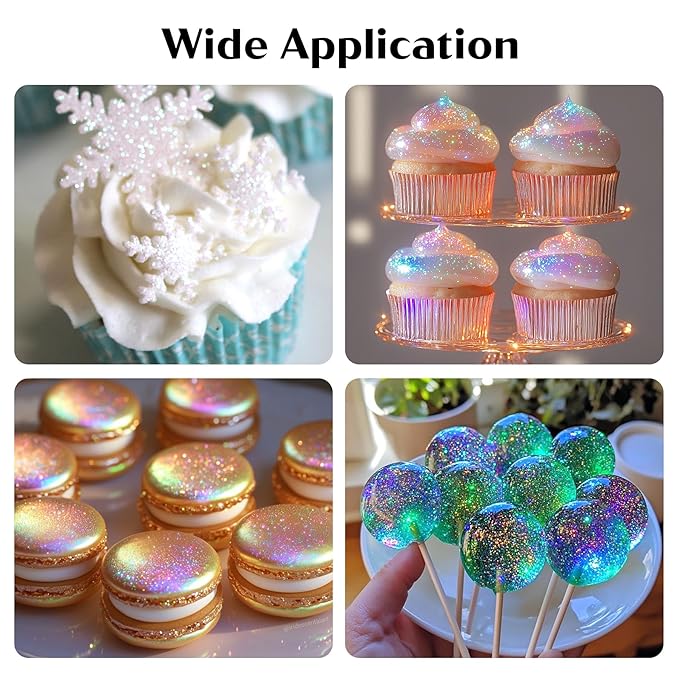Iridescent Edible Glitter for Cocktails - Rainbow Luster Dust Edible Iridescent Drink Glitter Food Grade Shimmer Powder for Cakes Beverage Chocolate, 6g