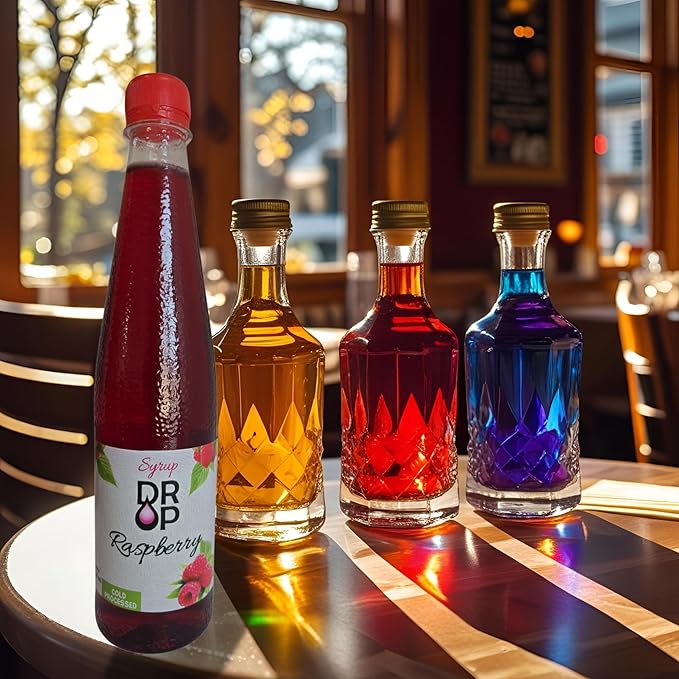 DROP Natural Fruit Syrup Flavors Variety Pack for Drinks & Desserts 500ml / 16.9floz Bottles (Pack of 4)