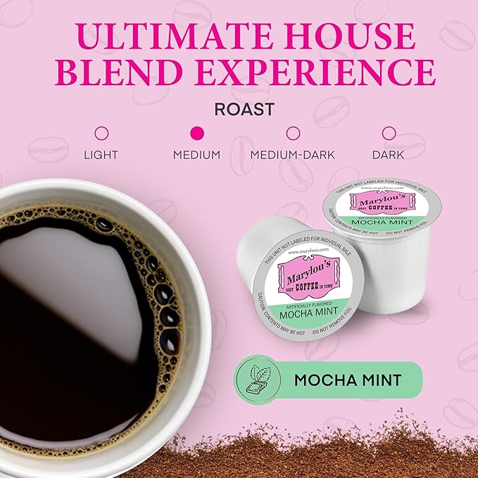 Marylou's Marylou’s Coffee – Mocha Mint Flavored Gourmet Coffee – Single Serve Coffee Pods, Compatible with Keurig Brewers – 12 Pods