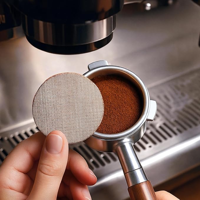 54 mm Bottomless Portafilter Compatible with Breville Barista Express Machines 3 Ears Espresso Portafilter with Puck Screen,Stainless Steel Porta filter, Rosewood Handle