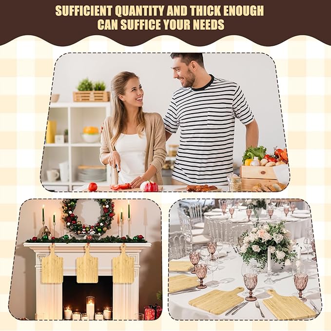 Lounsweer 6 Pcs Thicken Cutting Board Bulk Wood Board for Chopping Serving Charcuterie Material for Laser Engraving Mother' Day Wedding Housewarming Gift
