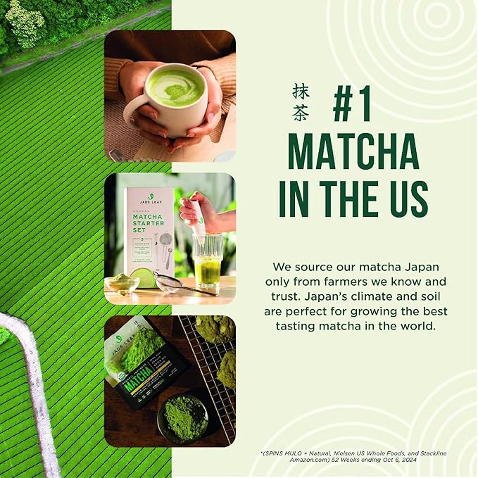 Jade Leaf Matcha Organic Premium Ceremonial Grade Matcha Green Tea Powder - Japanese - Culinary, Ingredient, Ceremonial Barista Teahouse, Latte, Collagen, 5.3 Ounce (Pack of 1), Collagen Matcha Latte