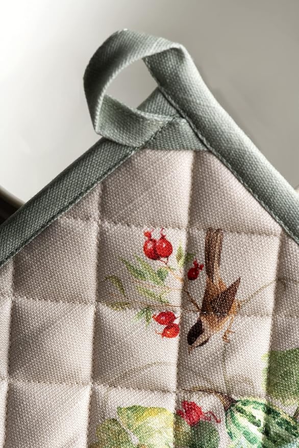 Maison d' Hermine Pot Holders Set 100% Cotton Heat Resistant Potholders 8" x 8" Hot Pads with Loop BBQ, Cooking, Baking, Grilling, Kitchen, Handling Hot Pans (Pack of 2, Lumina)