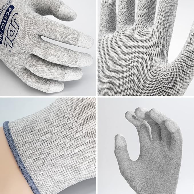 JDL ESD Work Gloves, Anti-Static Gloves for PC Building, Computer Installation & Repair, High Resistance Carbon Fiber Gloves, X-Large