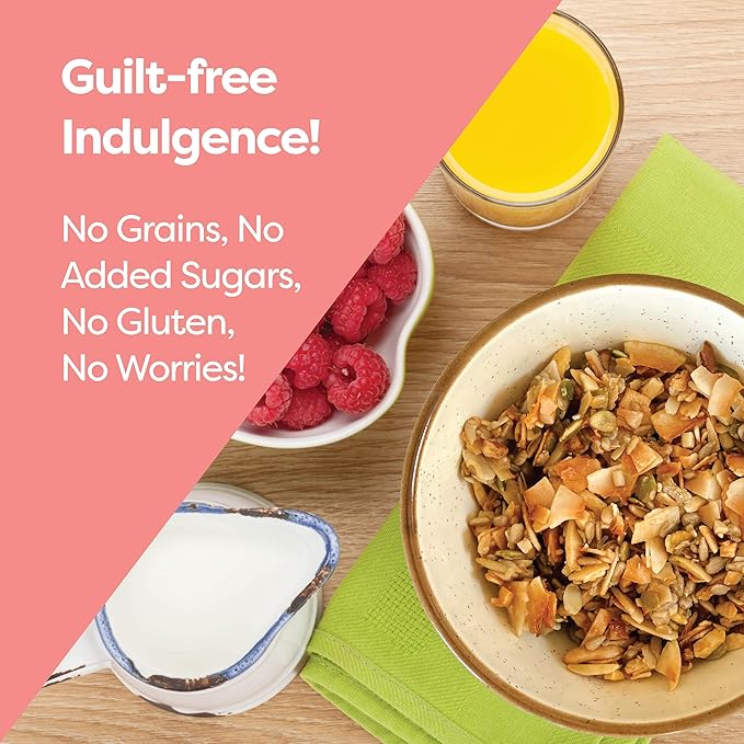 Kiss My Keto Sugar Free Granola, Salted Caramel 2-Pack – Curb Cravings with Few Net Carbs – Allulose Sweetened, Resealable & Gluten-Free Crunchy Clusters – Grain Free Granola Great With Yogurt or Milk