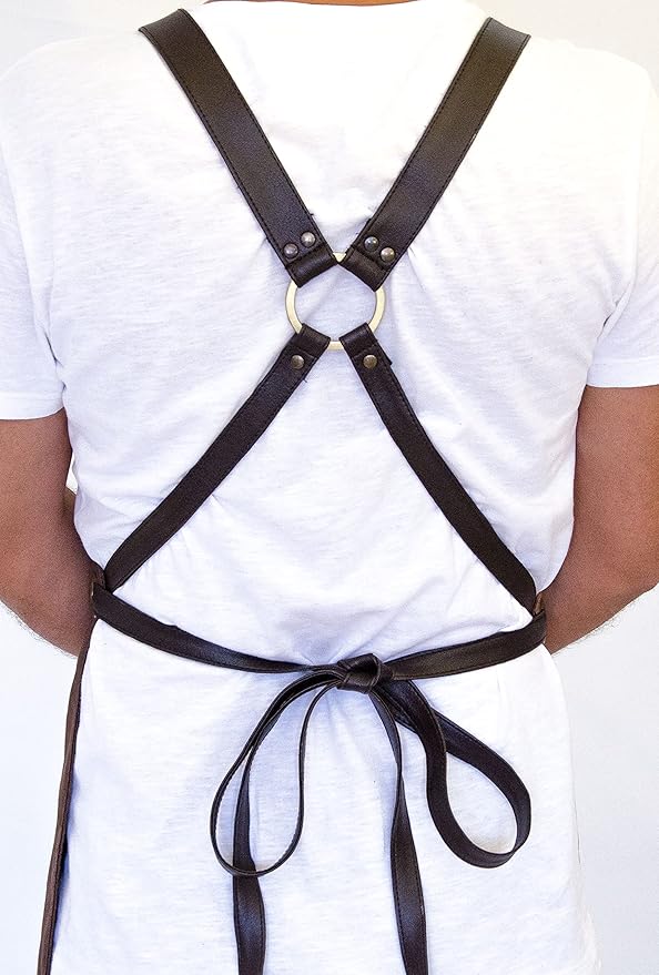 Apron for Women and Men Waterproof Canvas Extra Pocket for Chef Barista Gardening BBQ Grilling Crossback Unisex