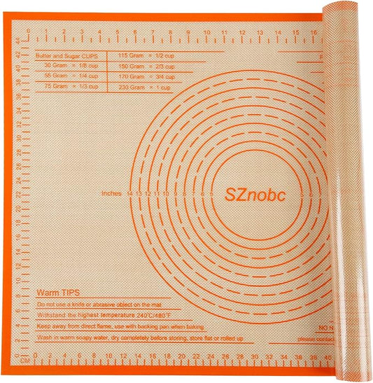 Non-slip Silicone Pastry Mat 28X20 inches Baking Mat with Measurement, Perfect for Dough, Pastry, Pie Crust, Fondant, Cookies, Bread, Pasta, Pizza, Food Grade Kitchen Counter Mats