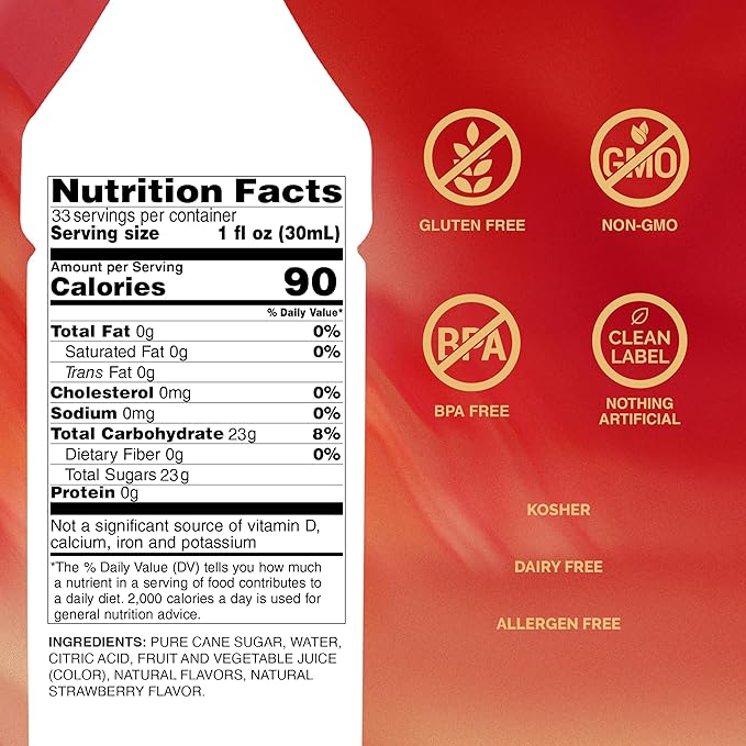 Monin - Strawberry Syrup, Mild and Sweet, Great for Cocktails and Teas, Gluten-Free, Non-GMO (1 Liter, 2-Pack)
