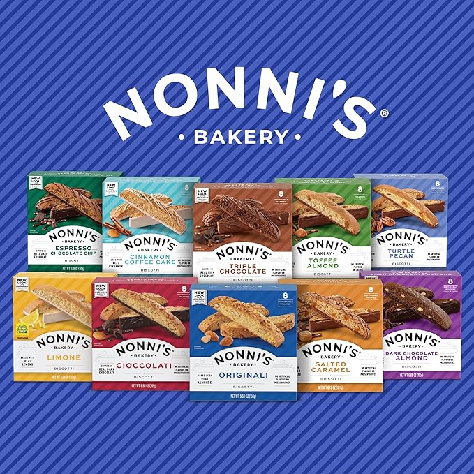 Nonni's Gingerbread Biscotti Holiday Cookies - Gingerbread Cookies - Gingerbread Christmas Cookies w/Almonds & White Icing - Biscotti Individually Wrapped Cookies - Italian Cookies - 6.88 oz
