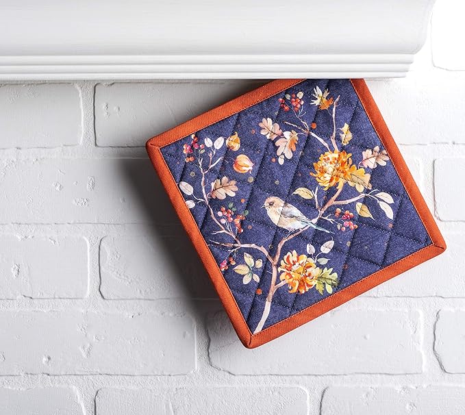 Maison d' Hermine Pot Holders Set 100% Cotton Heat Resistant Potholders 8" x 8" Hot Pads with Loop BBQ, Cooking, Baking, Grilling, Kitchen, Handling Hot Pans (Pack of 2, Kelim - Infinity)