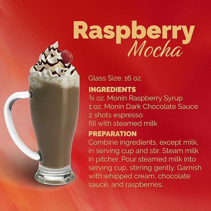 Monin - Raspberry Syrup, Sweet and Tart, Great for Cocktails and Lemonades, Gluten-Free, Non-GMO (1 Liter)