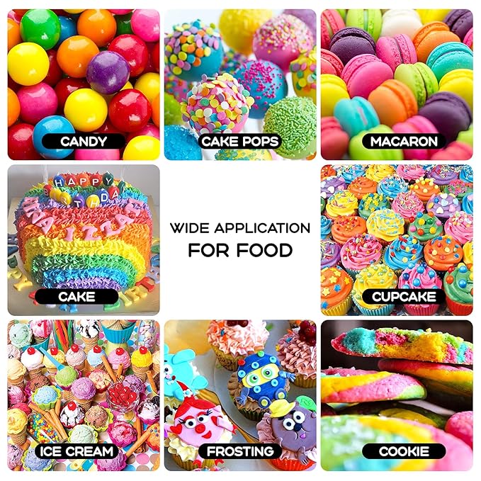 Gel Food Coloring - Herbeklab 24 Colors x 0.7 oz Concentrated Gel Based Food Dye Vibrant Icing Colors Neon Food Color for Baking Cake Decorating Cookies