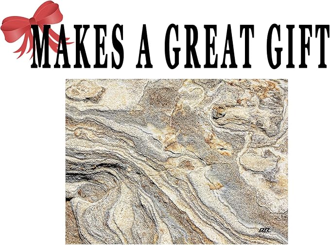 Rogue River Tactical Light Granite Stone Marble Gray Brown White Pattern Textured Marble Art Kitchen Glass Cutting Board Modern Decorative Gift Abstract Wavy Contrast Design