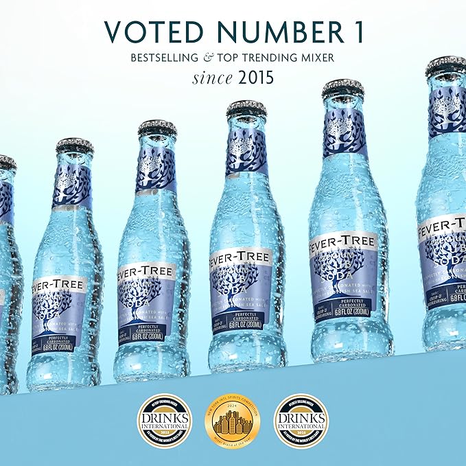 Fever-Tree Premium Club Soda, No Artificial Sweeteners, Flavourings or Preservatives, 6.8 Fl Oz (Pack of 24), Clear (A500115)