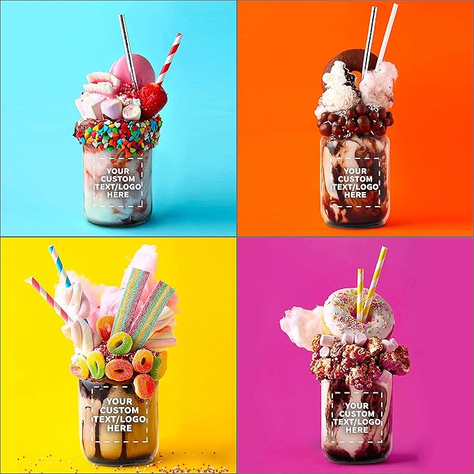 DISCOUNT PROMOS Custom Decorating Mason Jars 12 oz. Set of 100, Personalized Bulk Pack - Glass Jars for Overnight Oats, Candies, Fruits, Pickles, Spices, Beverages - Black