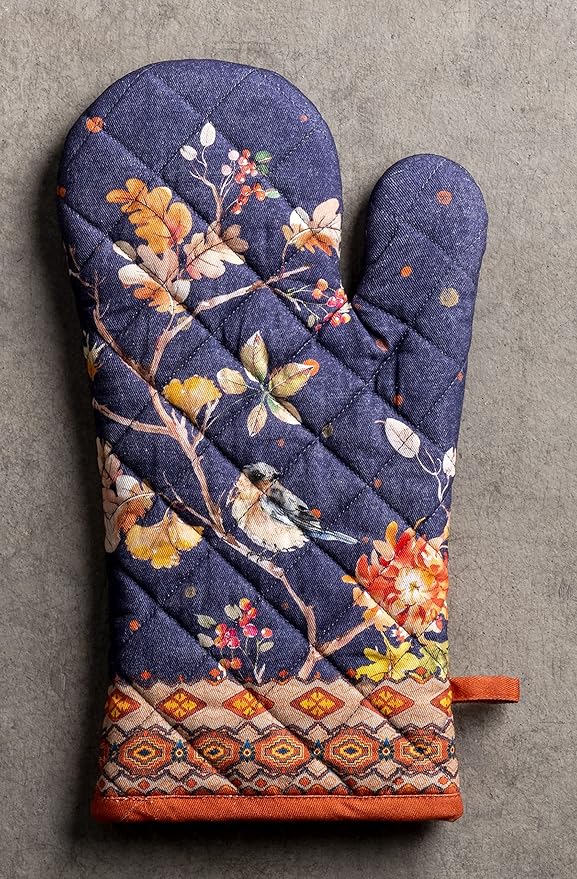 Maison d' Hermine Oven Gloves 100% Cotton Oven Mitt 7" x 13" with Loop Heat Resistant, BBQ, Cooking Gloves, Baking, Grilling, Kitchen, Handling Hot Pans (Pack of 1, Kelim - Infinity)