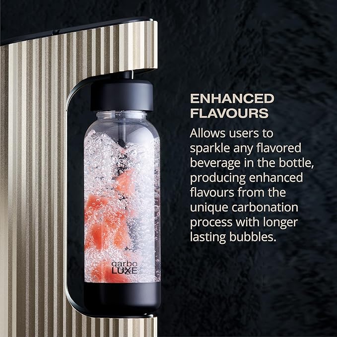 Twenty39 qarbo LUXE Premium Metal Sparkling Water Maker Machine - Soda Beverage Carbonator for Home, Seltzer Water Carbonation Fizz Maker (Tuscan Gold)