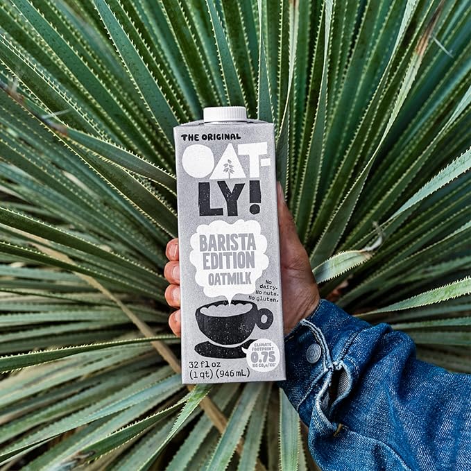 Oatly Barista Edition Oat Milk - Crafted for Coffee | Dairy-Free, Plant-Based, Shelf-Stable Milk that makes Perfect Foam (32 oz, 12-pack)