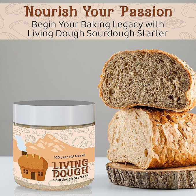 Living Dough - 400 Year Old History Black Death Sourdough Starter Culture - Active & Live Organic Sourdough Starter for Baking - For Artisanal Bread, Pizza Dough, Waffles & More