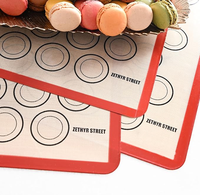 Macaron Silicone Baking Mats - Non-Stick Macaron Mat for Easy Baking | Heat Resistant & Dishwasher Safe Macaron Baking Mat | Reusable & Eco-Friendly, 1/2 Sheet Size - Pack of 4 - For Macarons And More