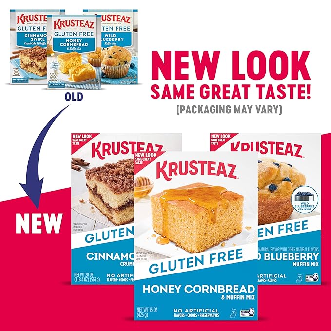 Krusteaz Gluten Free Baking Mix, Cinnamon Swirl Crumb Cake & Muffin Mix, Gluten Free with No Artificial Flavors, Colors or Preservatives, 20 Ounce (Pack of 2)