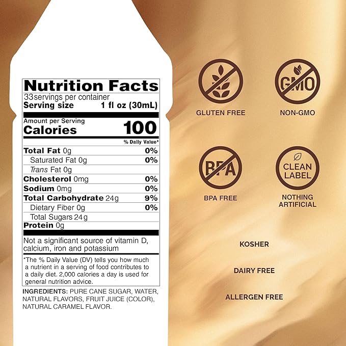 Monin - Caramel Syrup, Rich and Buttery, Great for Desserts, Coffee, and Cocktails, Gluten-Free, Non-GMO (1 Liter)