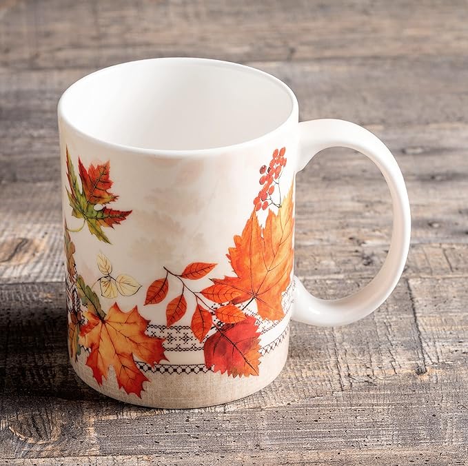 Maison d' Hermine Coffee Mug with Handles Fine Bone China Mugs Pack of One Tea Cups for Hot Beverages Cappuccino Latte Home Restaurant Office Perfect for Gift (Amarante - Charmille, 12 Ounce)