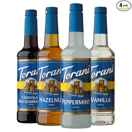 Torani Sugar Free Syrup, Holiday Variety Pack, 25.4 Ounce (Pack of 4)