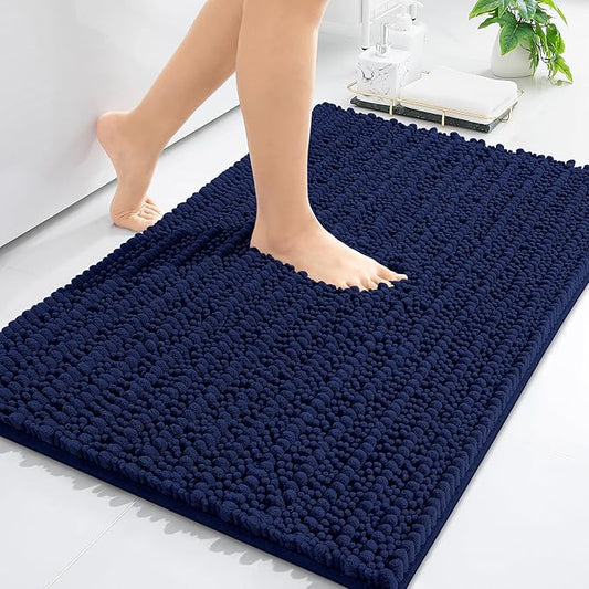 Arotive Luxury Chenille Bathroom Rug Mat, Extra Soft Thick Absorbent Shaggy Bath Rugs, Non-Slip Machine Wash Dry, Plush Bath Mats for Bathroom, Shower and Tub, 30x20, Navy