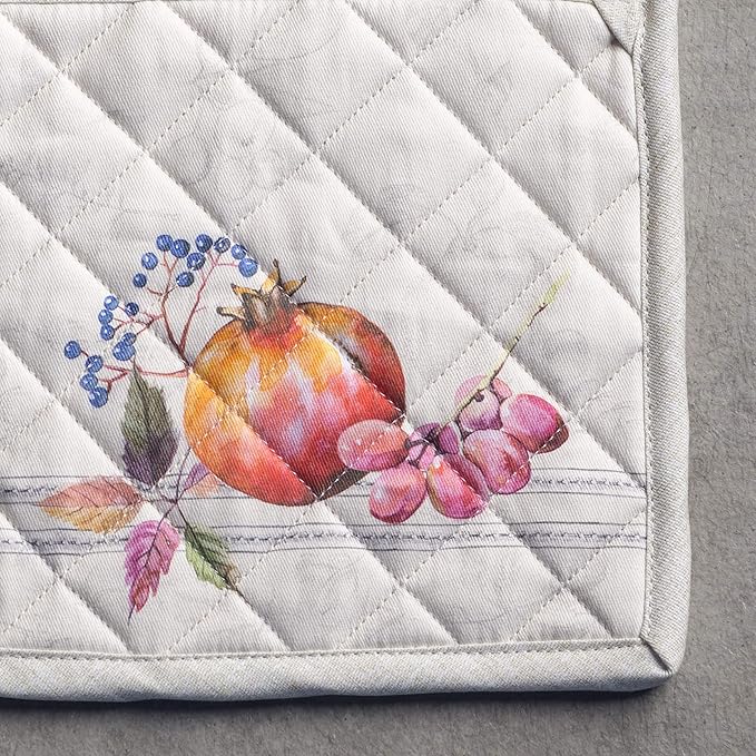 Maison d' Hermine Pot Holders Set 100% Cotton Heat Resistant Potholders 8" x 8" Hot Pads with Loop BBQ, Cooking, Baking, Grilling, Kitchen, Handling Hot Pans (Pack of 2, Fruit D'Hiver)