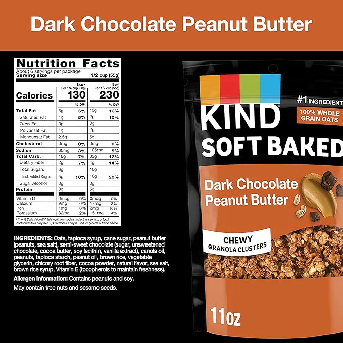 KIND Soft Baked Granola, Dark Chocolate Peanut Butter, 11 oz (Pack of 5)