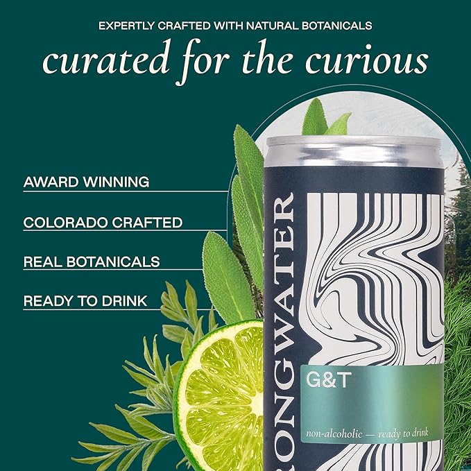 Strongwater Non Alcoholic Gin & Tonic - 12 Pack Cans (8.4 Fl Oz Each) - Premium Non Alcoholic Drinks - Ready to Drink Gin and Tonic, Alcohol Free Drinks, Made with Quinine, Citrus, Lemongrass & More
