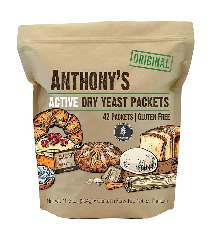 Anthony's Active Dry Yeast Packets, Contains 42 Individual Packets, Gluten Free