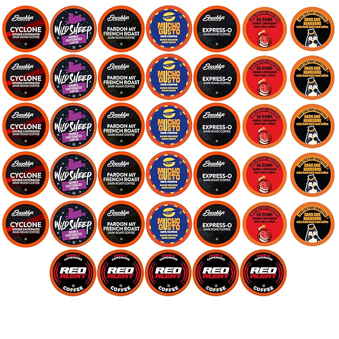 Best of the Best Pods, Variety Pack for Keurig K Cup Brewers, - Strong and Regular Coffee Lovers, Great Gift - 5 Cups of Each, High Caffeine Coffee, 40 Count